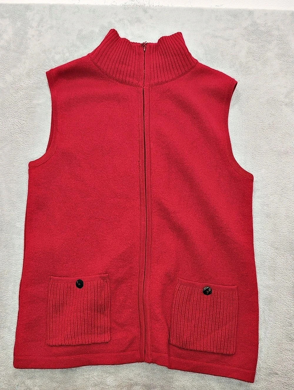 Chico's Design Zip-Front Wool Vest Wool Zip Vest Red Size M